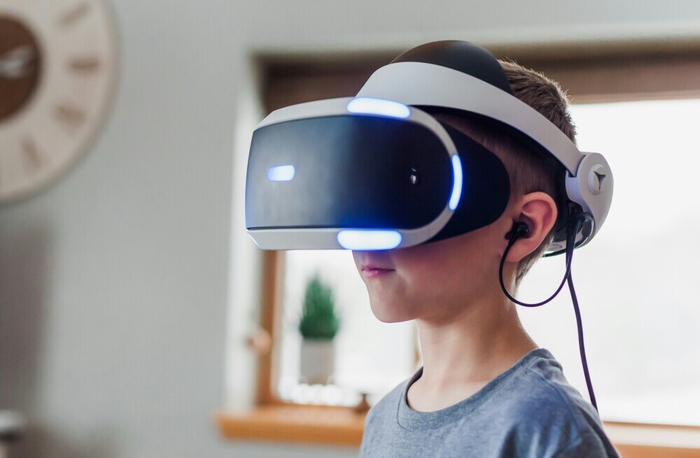 image of person wearing a VR headset