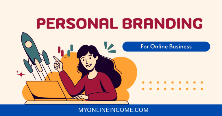 Banner showing cartoon image of woman with caption "Personal branding"