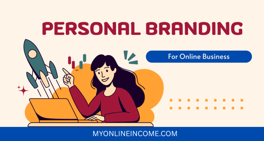 Banner showing cartoon image of woman with caption "Personal branding"