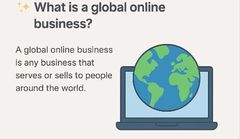 A graphic showing a computer and a globe