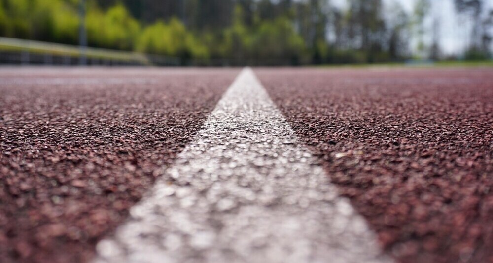 close up of a running track