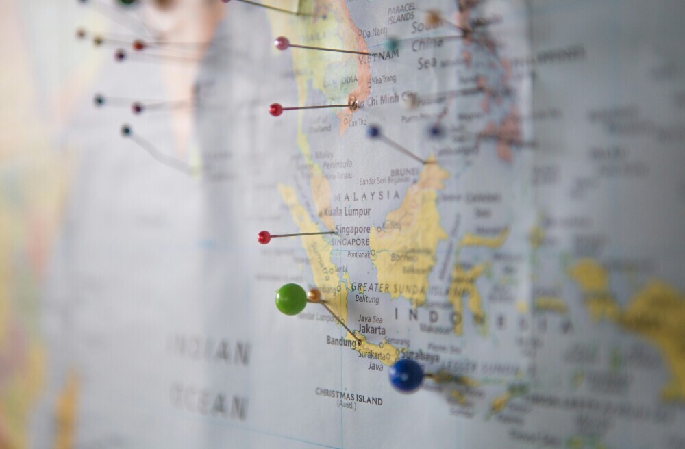 map with pins in it