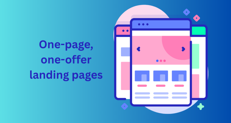 Graphic showing various one-page, one-offer landing pages