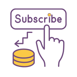 Graphic hand hitting 'subscribe' to represent subscription based businesses