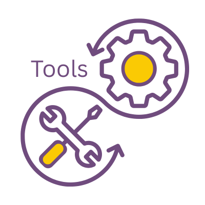 Graphic of tools and a cog to represent tools