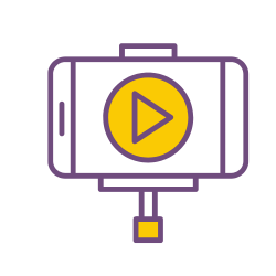mobile camera on a selfie stick to represent vlogging