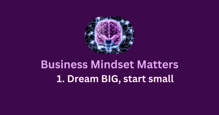 A graphic brain with text overlaying saying "Business mindset matters"